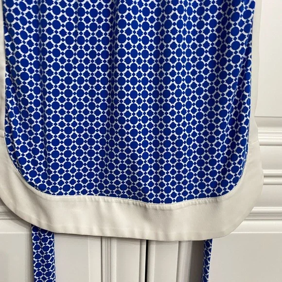 Ann Taylor Factory Size XS Sleeveless V Neck Dress Blue White Belt Midi Office - Picture 7 of 12